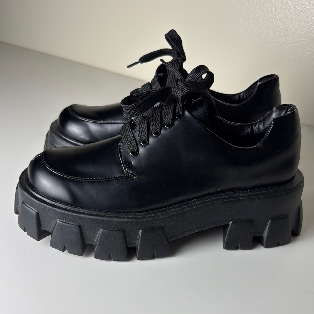 Princess Polly Mia Black Chunky Shoes